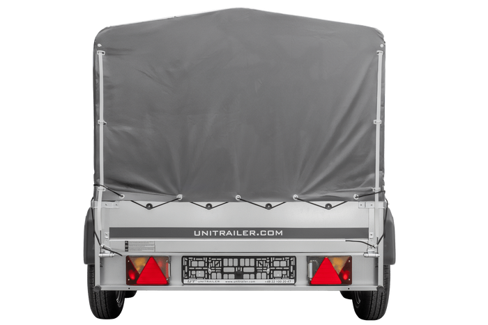 RIMORCHIO GARDEN TRAILER UNITRAILER 264/2 KIPP CON RUOTA SNODATA, TELAIO H-800 E COPERTURA GRIGIA