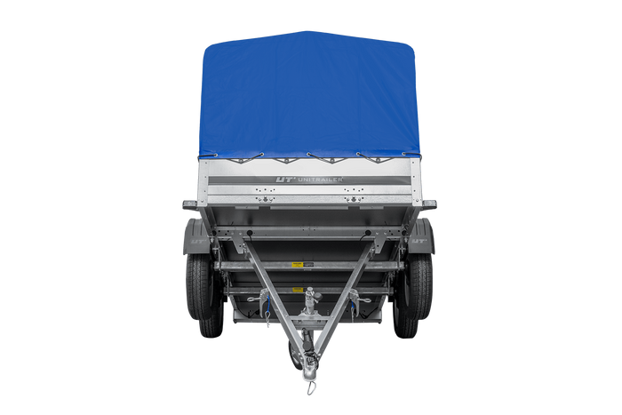 RIMORCHIO GARDEN TRAILER UNITRAILER 264/2 KIPP CON RUOTINO D'APPOGGIO, TELAIO H-800 E COPERTURA BLU