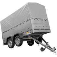 Rimorchio per auto a 2 assi UNITRAILER GARDEN TRAILER 264/2 KIPP con ruota di supporto, sponde bis, telaio h-800 e telo grigio