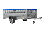 Rimorchio leggero su molle 264x150 UNITRAILER GARDEN 265/R KIPP con sponde in rete, telaio H-0 e copertura blu