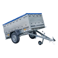 Nuovo rimorchio per auto GARDEN TRAILER 200 KIPP con ruotino d'appoggio, sovrasponde e telo piatto blu