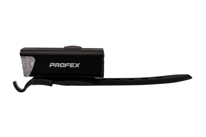 Faro anteriore per bicicletta PROFEX 82004 Pro in alluminio, batteria ai polimeri di litio e USB.
