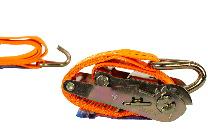 Set di quattro cinghie di trasporto UNITRAILER arancioni da 2 m/35 mm/2 t con tenditore