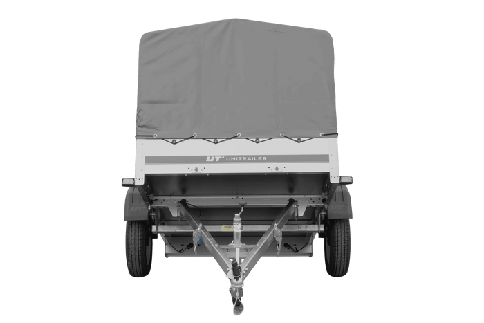 Rimorchio monoasse 200x125 UNITRAILER GARDEN 201 KIPP con telaio H-800 e copertura grigia