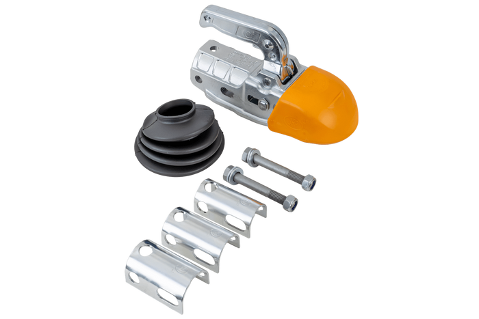 Gancio a sfera STEELPRESS BC-3000C-00-00+Z3 per rimorchio da 3000 kg con timone tubolare da 35-50 mm, ghisa