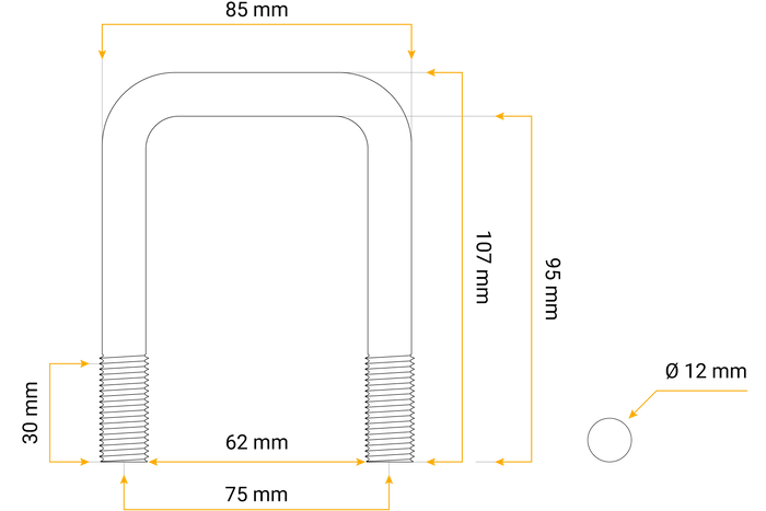 Morsetto quadrato M12 95/62/95